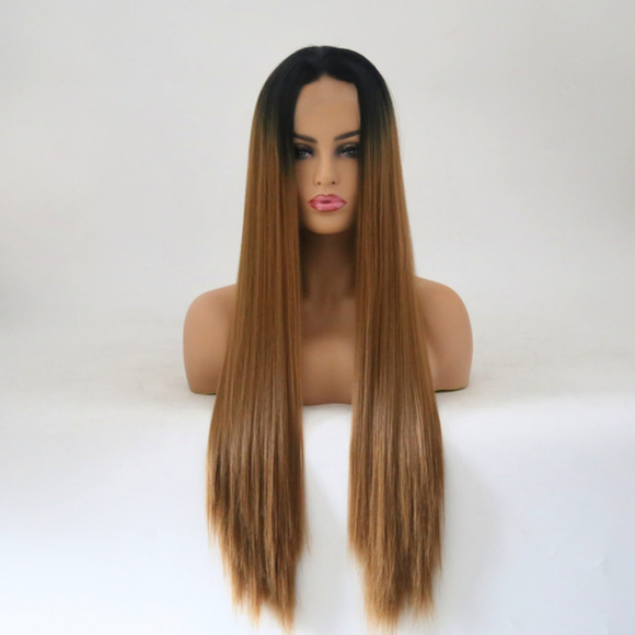 Ombre Light Brown Straight Lace Front Wig